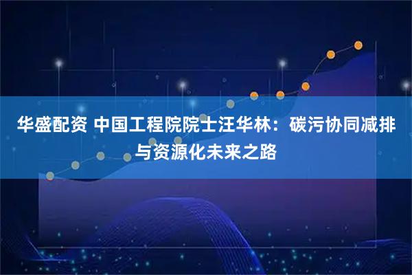 华盛配资 中国工程院院士汪华林：碳污协同减排与资源化未来之路